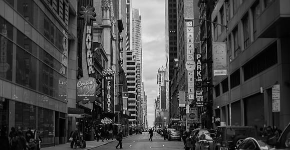 Grayscale Photo of New York Timesquare thumbnail