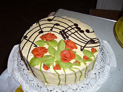 round brown and red icing-covered cake thumbnail