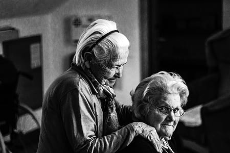 two old woman grayscale photography thumbnail