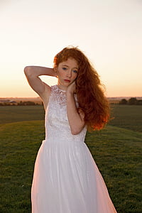 woman wearing white lace crew-neck sleeveless dress thumbnail