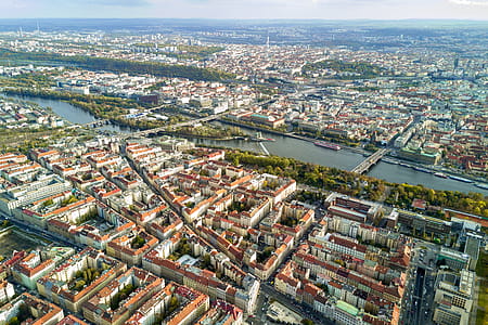 Amazing view on the historic city of Prague. Aerial view. thumbnail