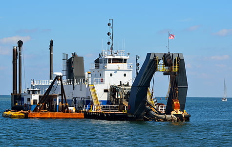 white and gray oil drilling machine in sea thumbnail