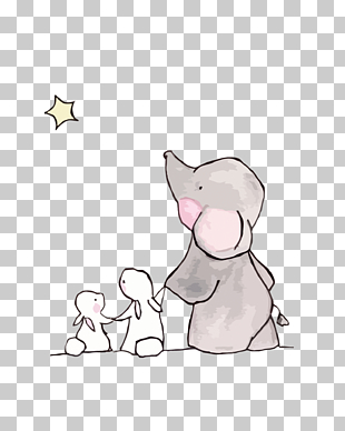 Elephant Rabbit Drawing Child, cute elephant and rabbit, elephant and rabbits PNG clipart