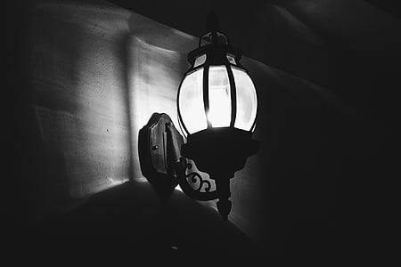 grayscale photography of wall sconce thumbnail