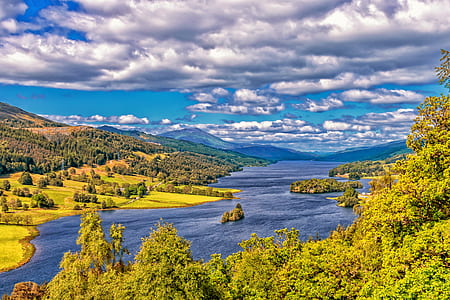 mountains, nature, sky, water thumbnail