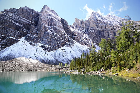 body of water beside mountain thumbnail