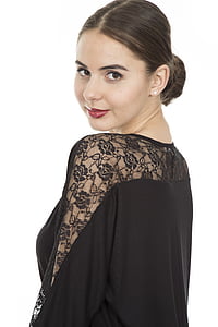 woman wearing black floral top thumbnail
