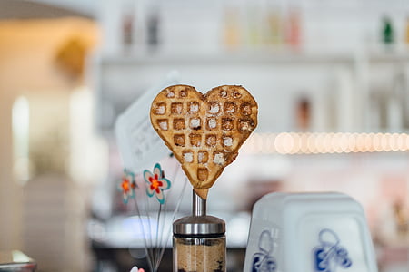 heart waffle on top of gray stainless steel container thumbnail