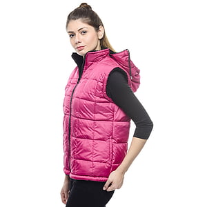 women wearing pink zip-up hoodie vest thumbnail