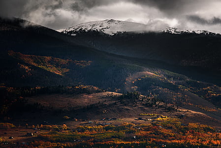 bird's eye-view photography of snow-capped mountain thumbnail