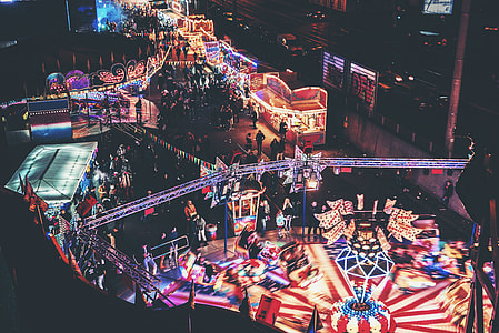 aerial view of carnival during night time thumbnail