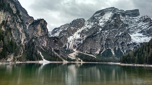 Snow Mountain Under Gray Cloudy Sky thumbnail