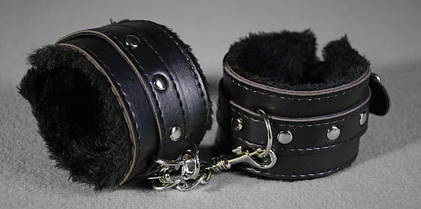 two black leather cuffs thumbnail