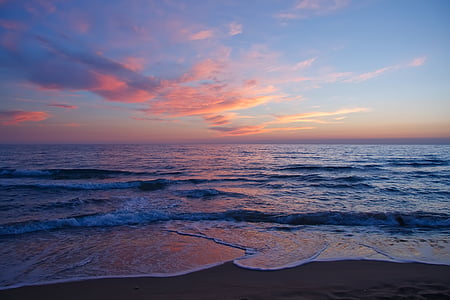 body of water under orange sunset thumbnail
