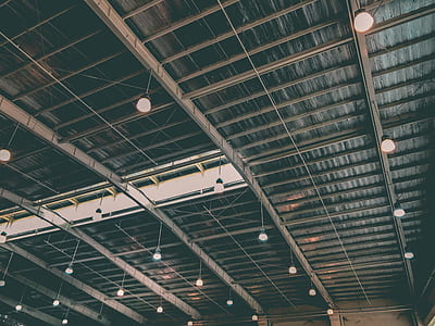 pendant lamps hanging on steel truss thumbnail