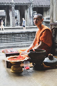 men's orange monk attire thumbnail