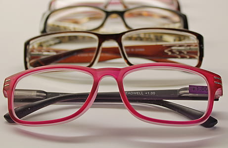 eyeglasses with red frames thumbnail