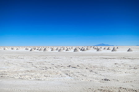 desert in distant of mountain under clear blue sky thumbnail