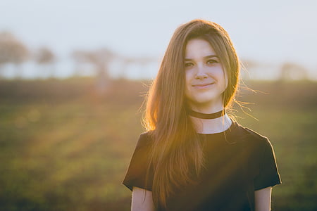 girl, sunset, sun, yellow, beauty, seductive thumbnail