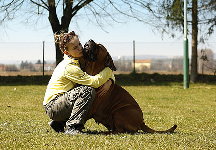 woman hugging dog outdoor thumbnail