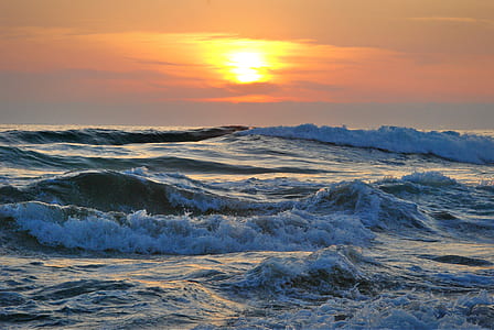 Ocean Water during Yellow Sunset thumbnail