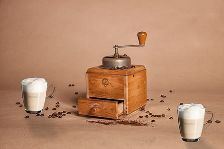 vintage brown and grey coffee grinder thumbnail