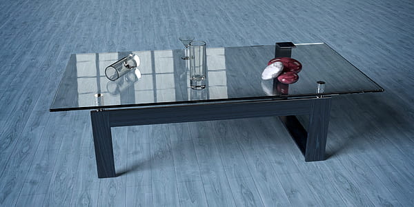 clear glass beaker on glass table thumbnail