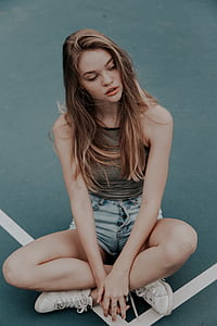 women's blue denim hot shorts thumbnail