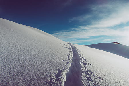 closeup photo of mountain snow trail thumbnail