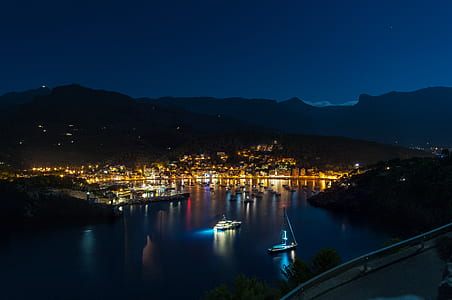 aerial view of high-rise building during nightime thumbnail