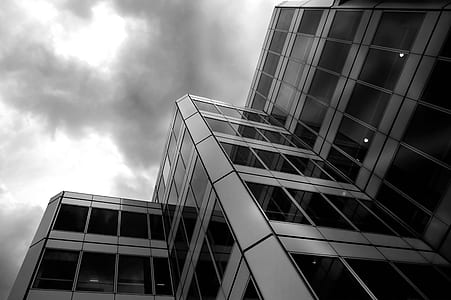 black-and-white, city, sky, clouds thumbnail