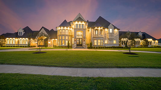 landscape photography lighted white and brown concrete house thumbnail