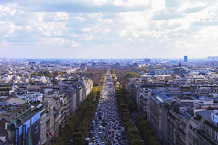 bird's eye view of buildings and vehicles in city thumbnail