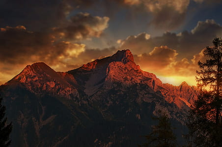 mountain range during sunset thumbnail