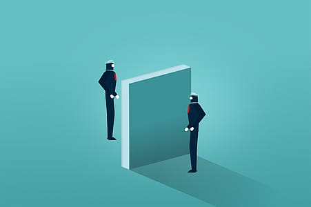Wall Between Businessmen - Broken Communication and Rivalry Concept thumbnail