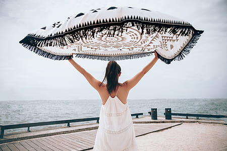 Beach Towel In Wind Photo thumbnail
