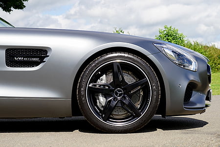 silver Mercedes SLS AMG coupe thumbnail