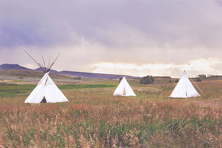 three white tipi tents thumbnail