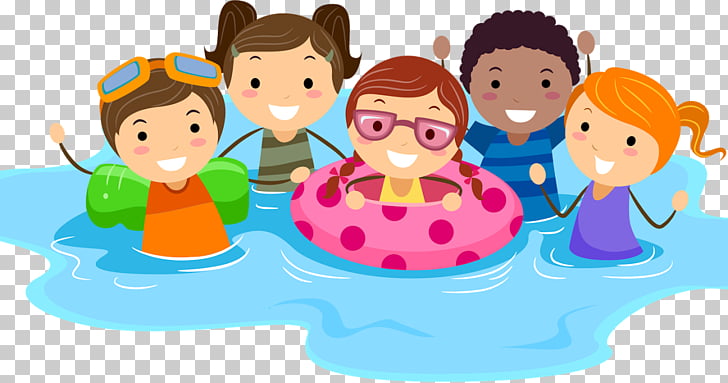 swimming pool child swim five children on water illustration png