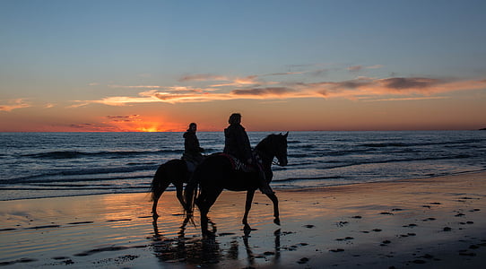 two persons ride on horses thumbnail