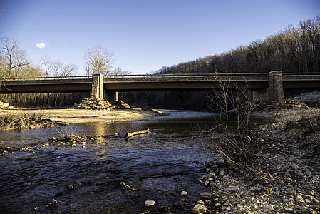 Wheeler Bridge over current river at Echo Bluff State Park, Missouri thumbnail
