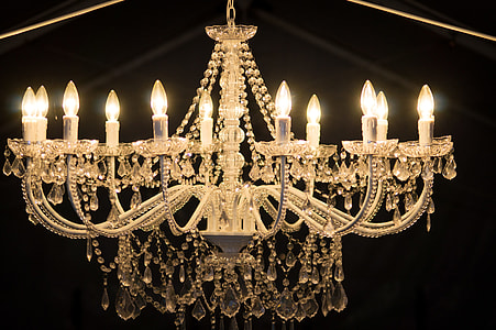 close up view of crystal glass up-light chandelier thumbnail