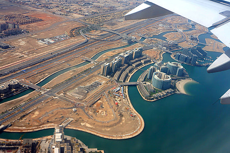 Abu Dhabi from an airplane in United Arab Emirates, UAE thumbnail