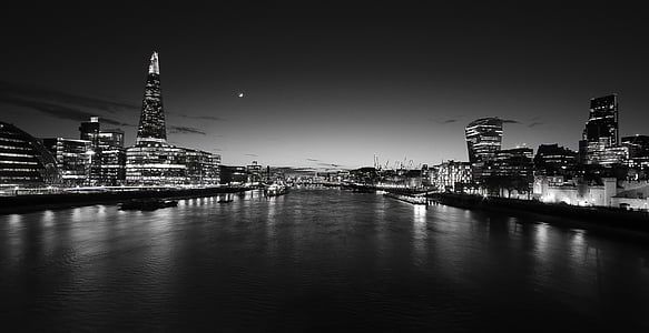 cities scape near calm body of water during night time thumbnail