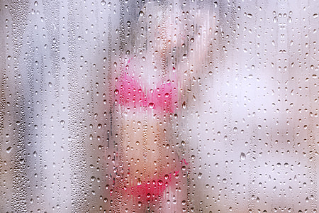 woman wearing pink bikini inside the wet glass thumbnail