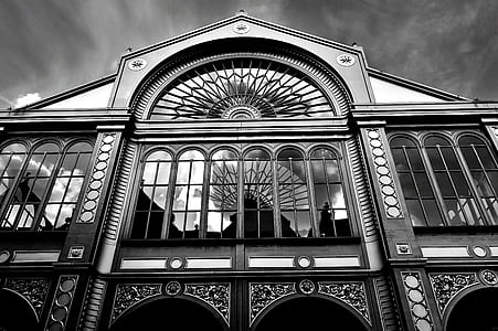 black-and-white, building, architecture, windows thumbnail