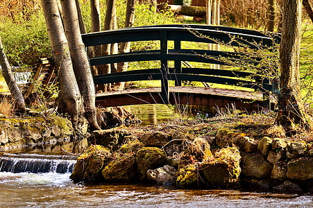 waterfalls near brown and black bridge thumbnail