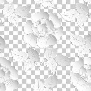 Relief Papercutting, 3d floral background, white flowers illustration PNG clipart