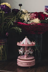 Pink Carousel Mini Figurine on Table thumbnail