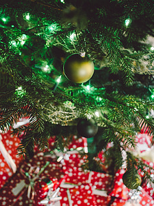 baubles hanging on Christmas tree thumbnail